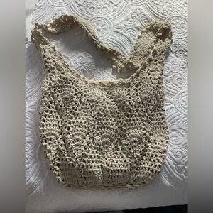 Lilu Elegant Cream Crochet Shoulder Bag from Pacific Sunwear